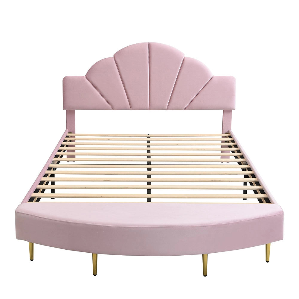 Letto imbottito-Xylo-140x200cm velluto panchina coordinata rosa