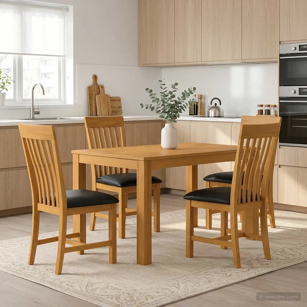 Set da pranzo 5 pz Nero Legno di Quercia Massello 3430358