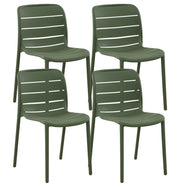 Set 4 Sedie In Polipropilene e Fibra Di Vetro Sedia Cucina Trattamento Uv Antiscolorimento Giardino Interno Esterno Moderne Robuste Resistenti Seduta Terrazzo Soggiorno Bar Ristorante Impilabili Iris-Verde