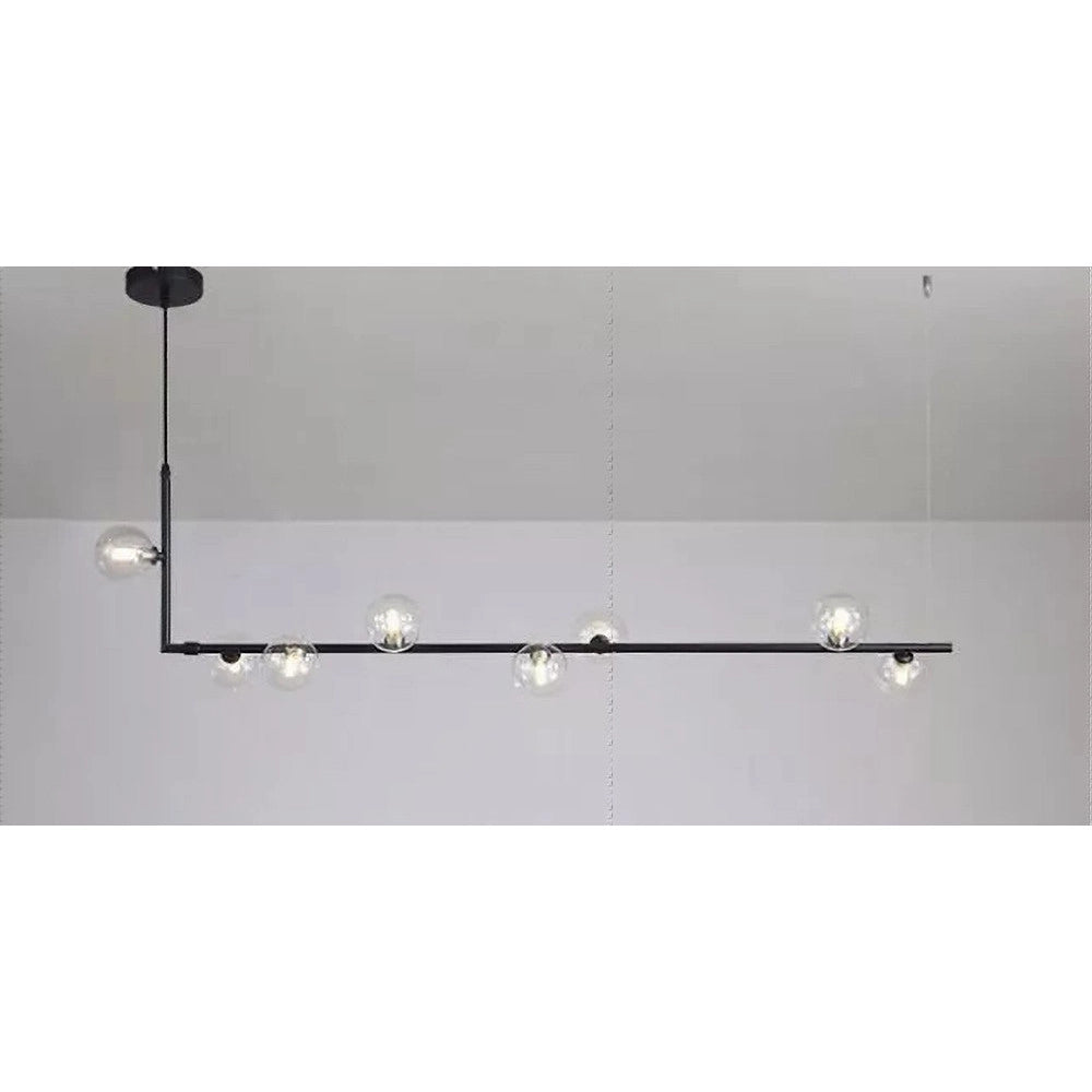 Trade Shop - Lampadario 8 Sfere G9 In Vetro Da Soffitto In Metallo Nero Design Moderno 71621 -