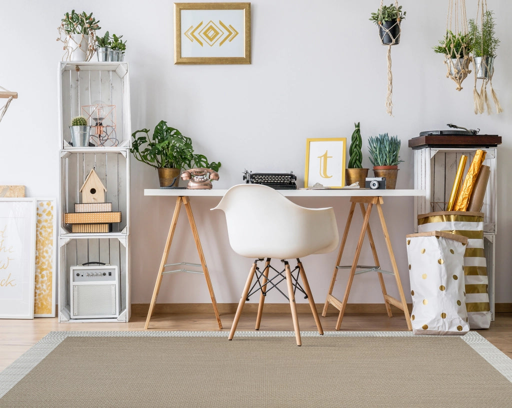 Tappeto vinilico di alta qualità taupe-bianco 60x200