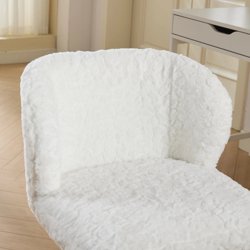 Sedia da Ufficio Imbottita in Pelliccia Sintetica ¨C MINIMAL ¨C Beige, Regolabile, Girevole