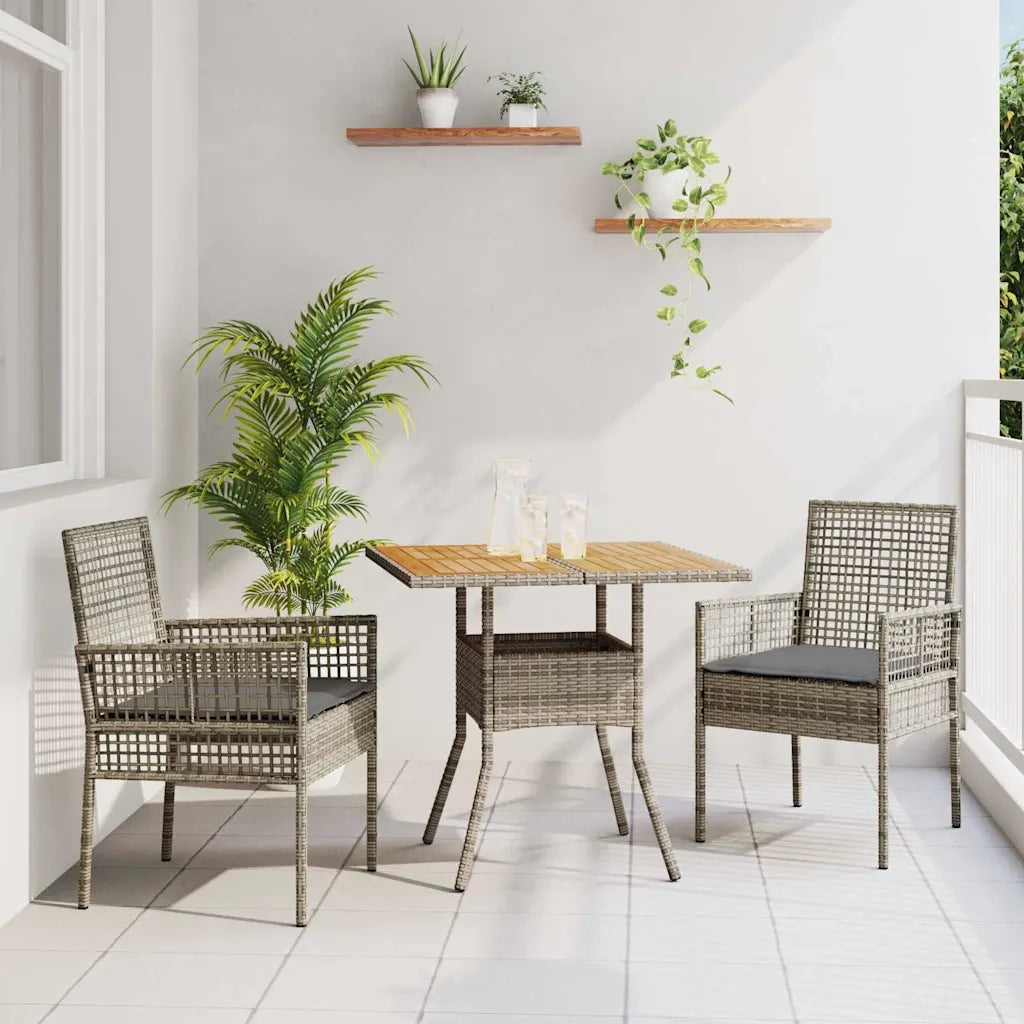 Set da Pranzo per Giardino 3 pz | Set Salotto da Giardino Grigio polyrattan
