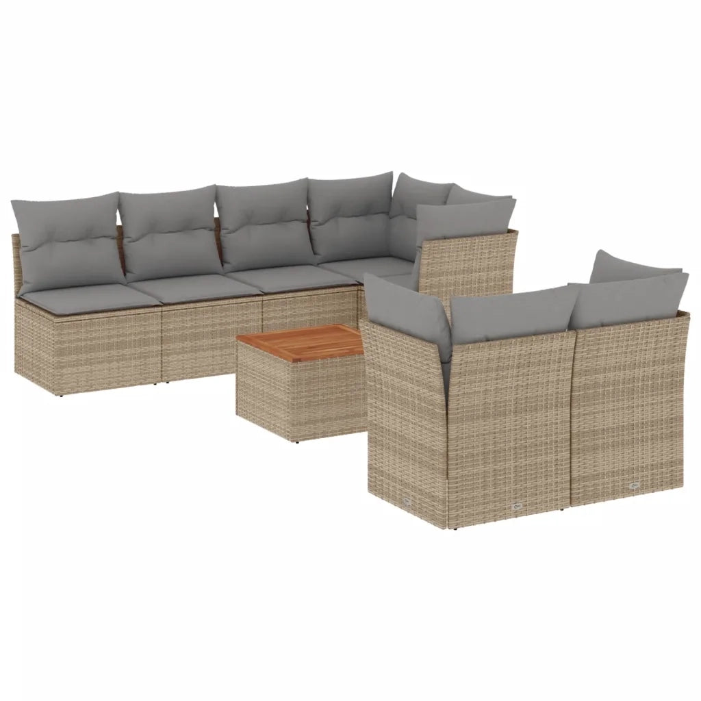 Set Divano da Giardino 8 pz con Cuscini Beige Misto Polyrattan 3255849
