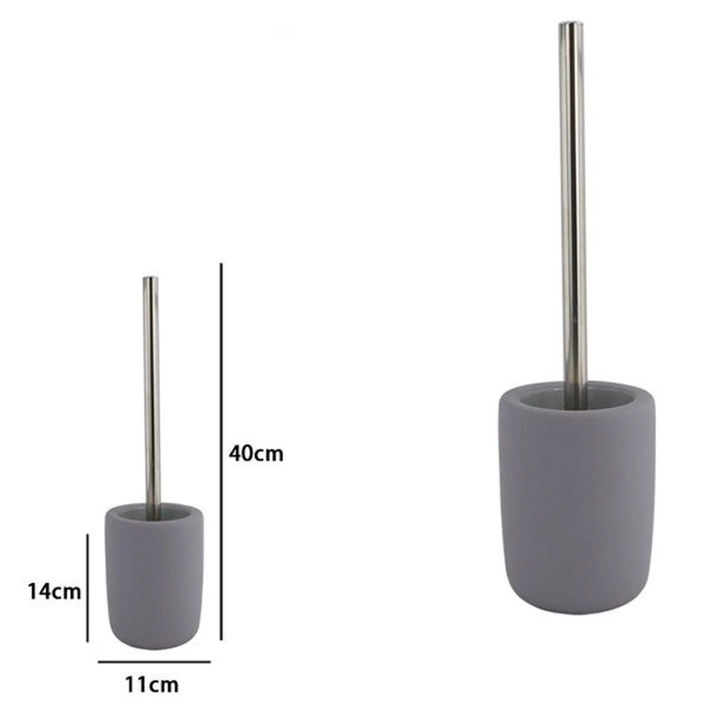 Trade Shop - Porta Scopino Con Scopettino Wc D'appoggio Arredo Accessorio Bagno Grigio 87812 -