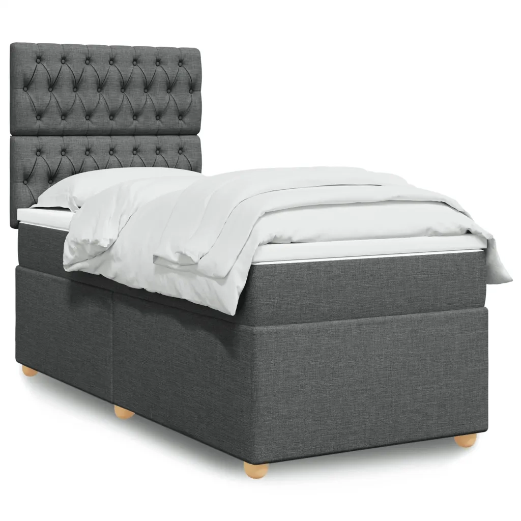 Giroletto a Molle con Materasso Grigio Scuro 90x190 cm Tessuto
