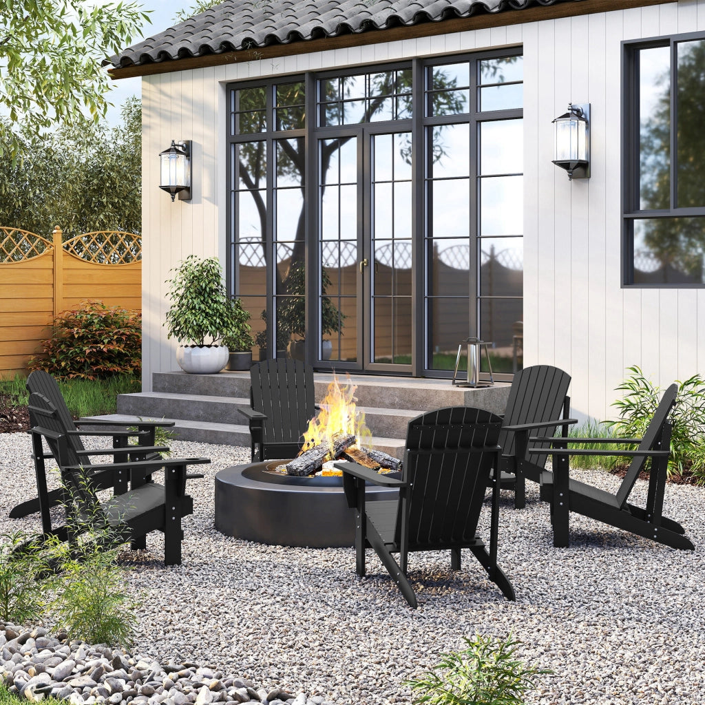 Sedia da giardino Adirondack con portabicchieri sdraio da giardino sedia da balcone in legno massiccio nero 72 x 95 x 93 cm
