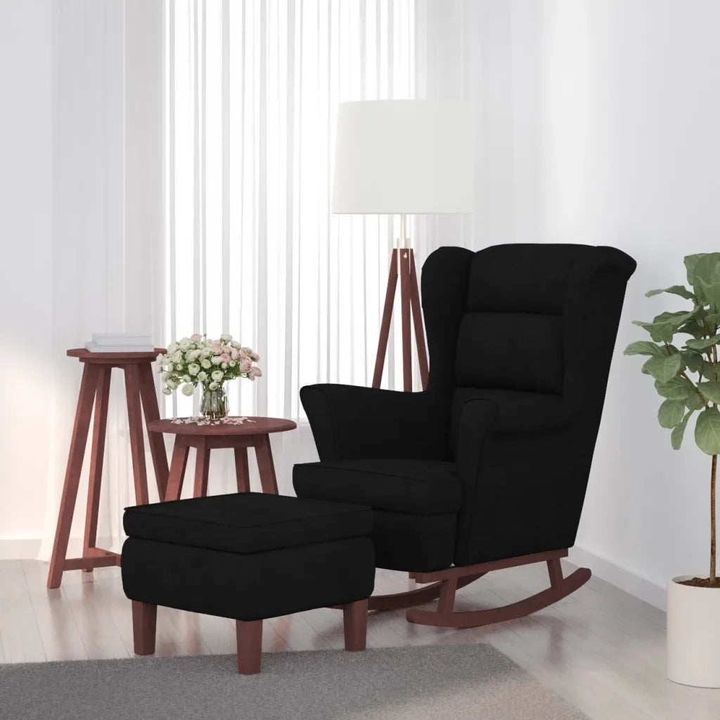 Sedia a dondolo con schienale alto in velluto nero CFW6868339