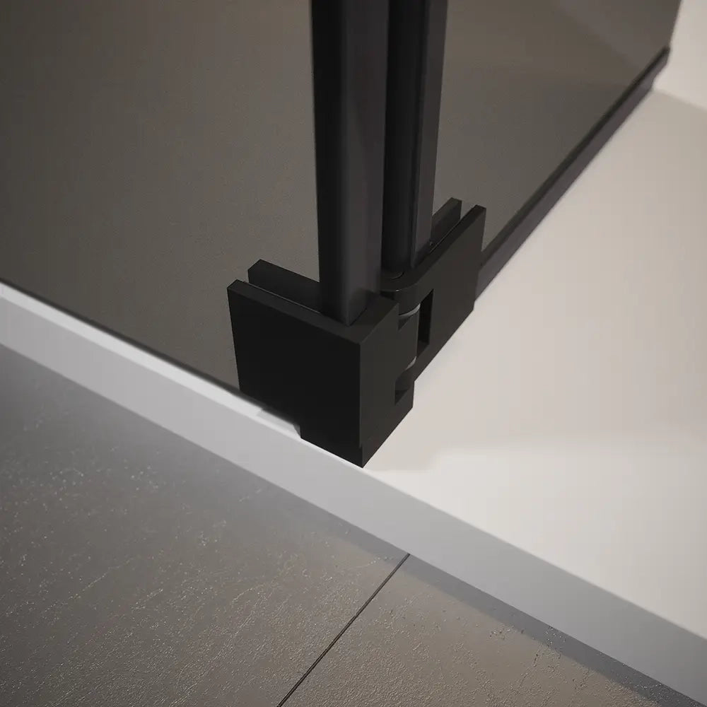 Doccia walk-in 100cm + anta 30cm vetro temperato anticalcare 10mm fumé profili neri | Naxos