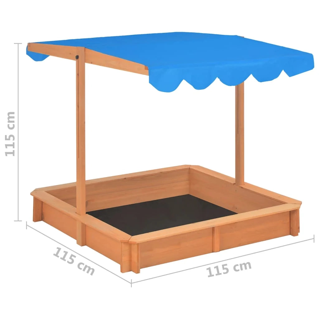 Sabbiera con tetto regolabile legno di abete 115 x 115 x 115 cm 02_0005055