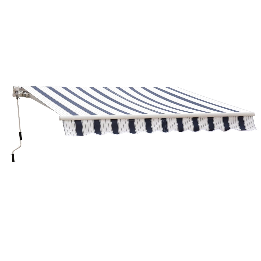 Easycomfort Tenda da Sole a Bracci 2.5x2m Avvolgibile Manuale in Alluminio e Poliestere Blu e Bianco