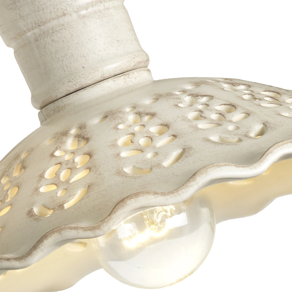 MERLETTO MATT Plafoniera in Ceramica Traforata Ø30 Finitura Anticata