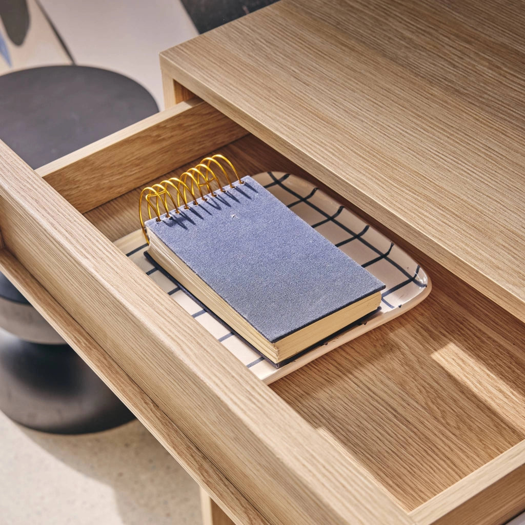 Console effet legno 2 cassetti e ripiano, 100cm, marrone naturale