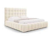 Cosmopolitan Design - Letto a cassettone con testiera "Bali" 200x200cm in velluto beige chiaro 