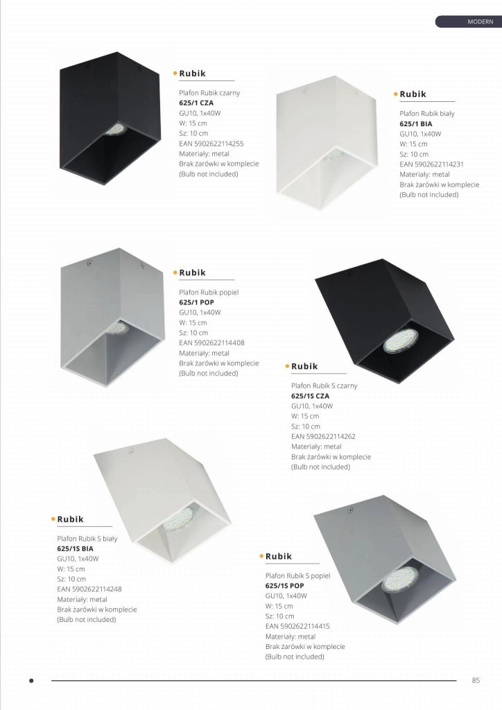 Plafoniera spot Lampex Rubik grigio GU10 1 luce 10x10cm