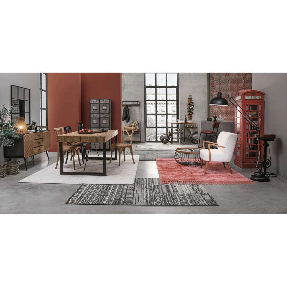 Poltrona Arredo in Legno e Tessuto Bianco Vintage Moritz Bizzotto