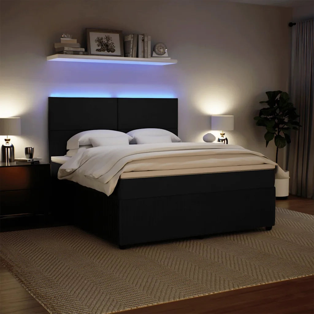 Giroletto a Molle con Materasso Nero 180x200 cm in Velluto 3294702