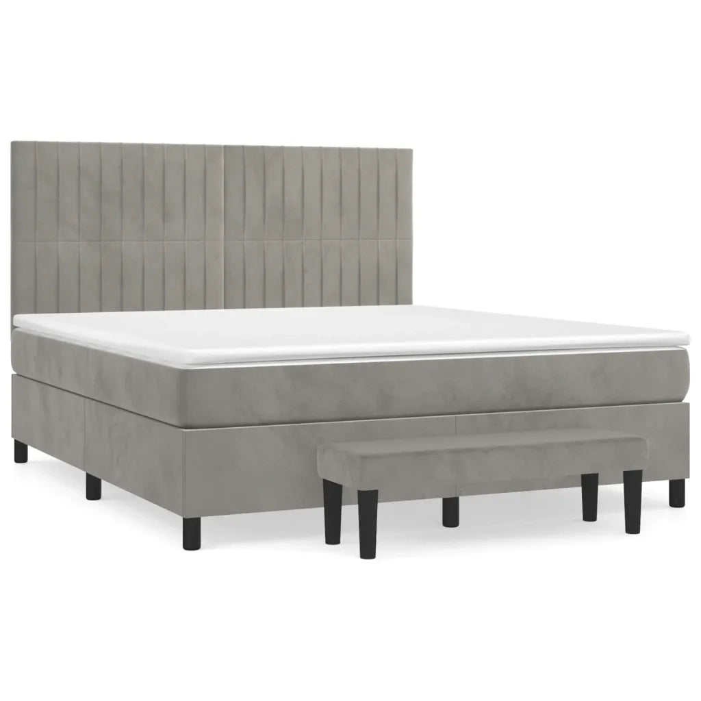 Giroletto a Molle con Materasso Grigio Chiaro 180x200cm Velluto 3137977