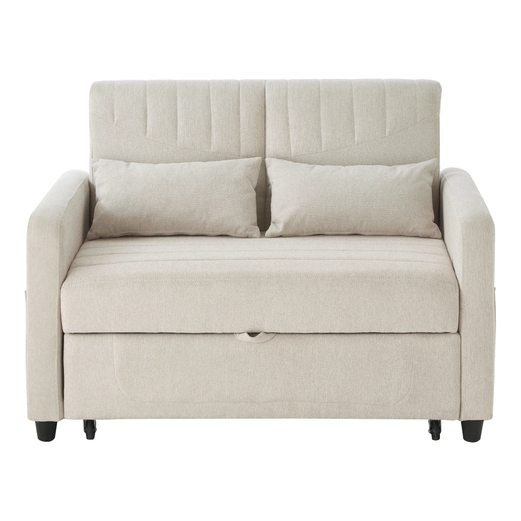 Divano letto a due posti con schienale regolabile; beige; 114 x 77 x 82;5 cm