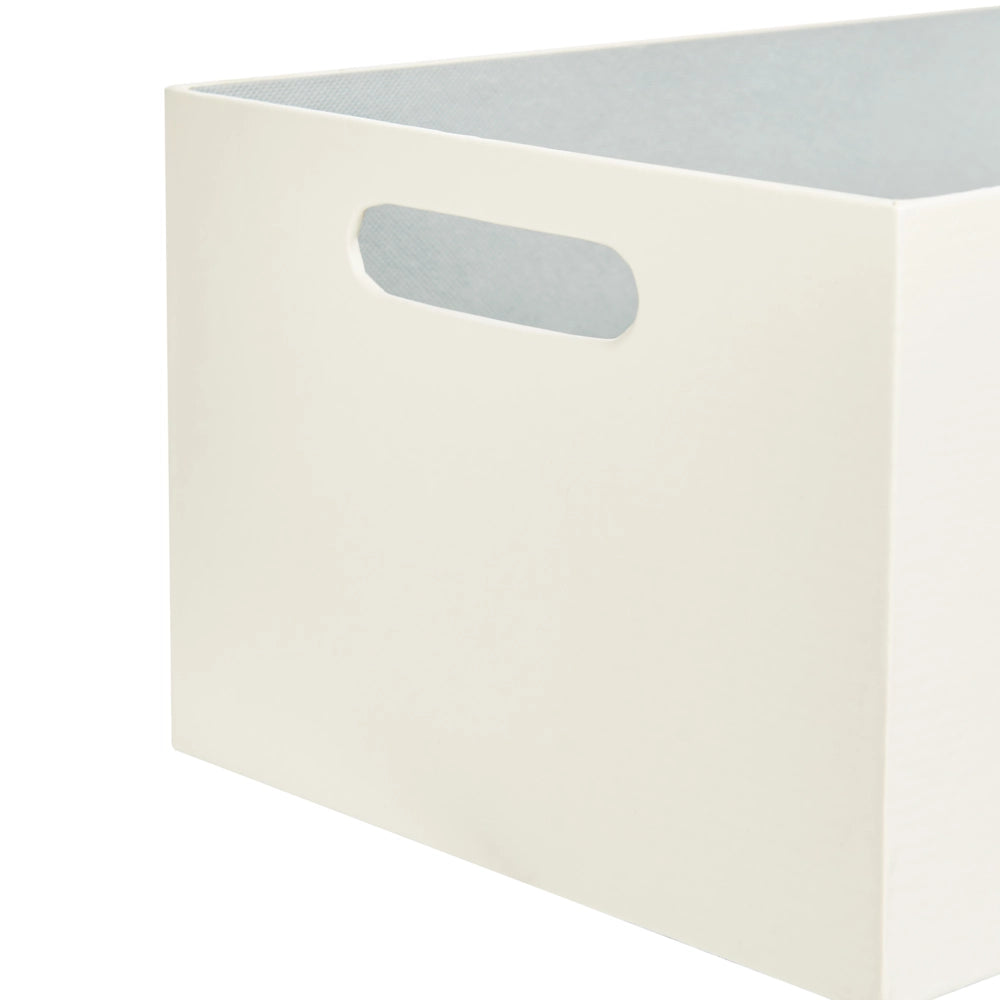 Set di 3 cesti portaoggetti con manici in ecopelle beige