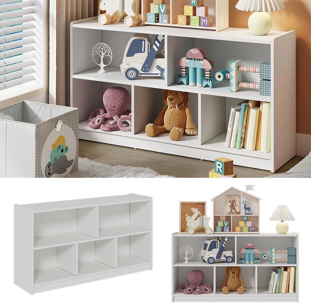 Scaffale per bambini Conny, Bianco, 112 x 60.5 cm, adatto per riporre giocattoli e libri