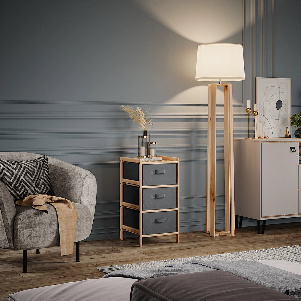 Vicco Mobile da bagno Grigio 34.5 x 67 cm con 3 cassetti in tessuto