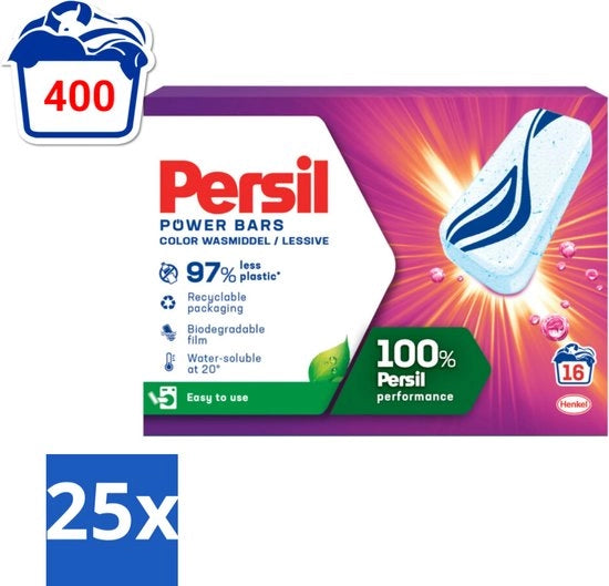 Detersivo per Lavatrice Power Bars Color 16 pezzi per confezione - Confezione in Bulk - 25 pezzi