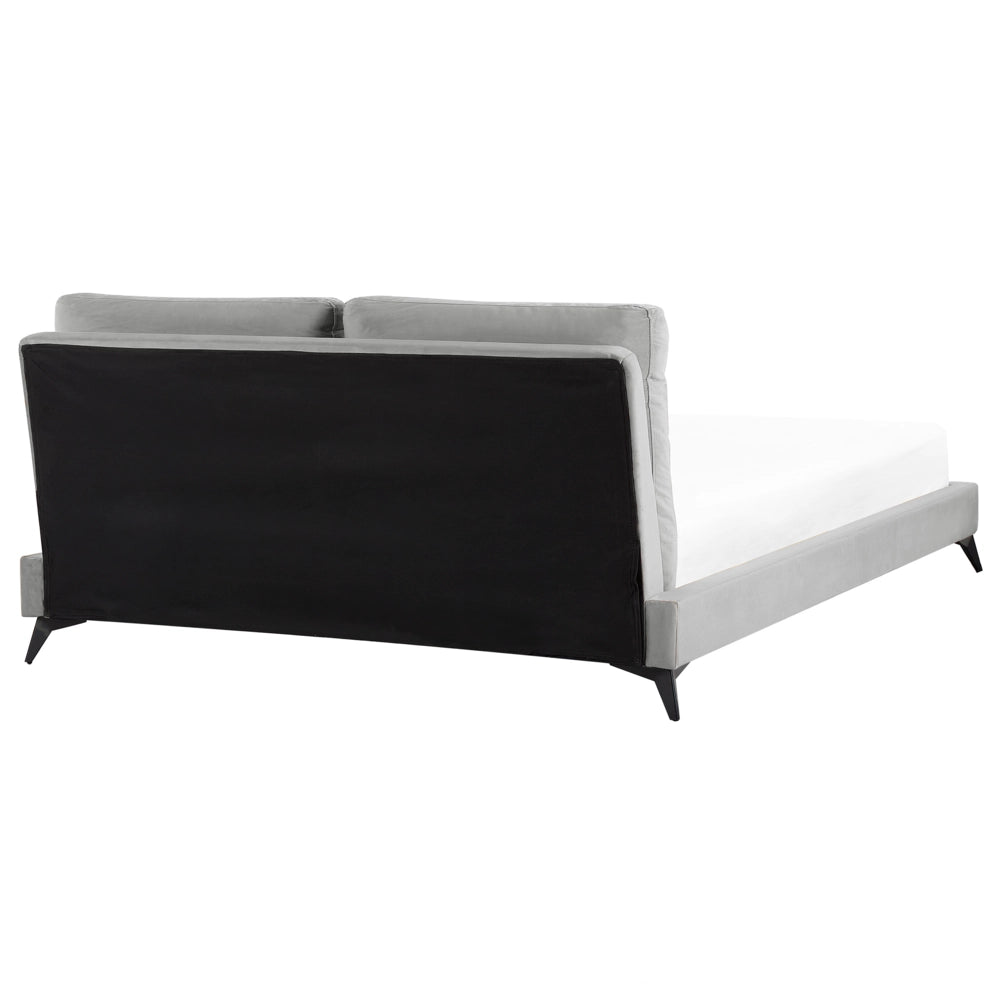 Letto imbottito moderno in velluto di colore grigio 160 x 200 cm moderno elegante