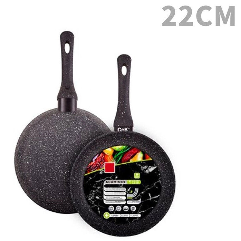 Trade Shop - Padella In Alluminio Con Rivestimento Antiaderente Effetto Pietra Nero Da ø20 A 32cm -