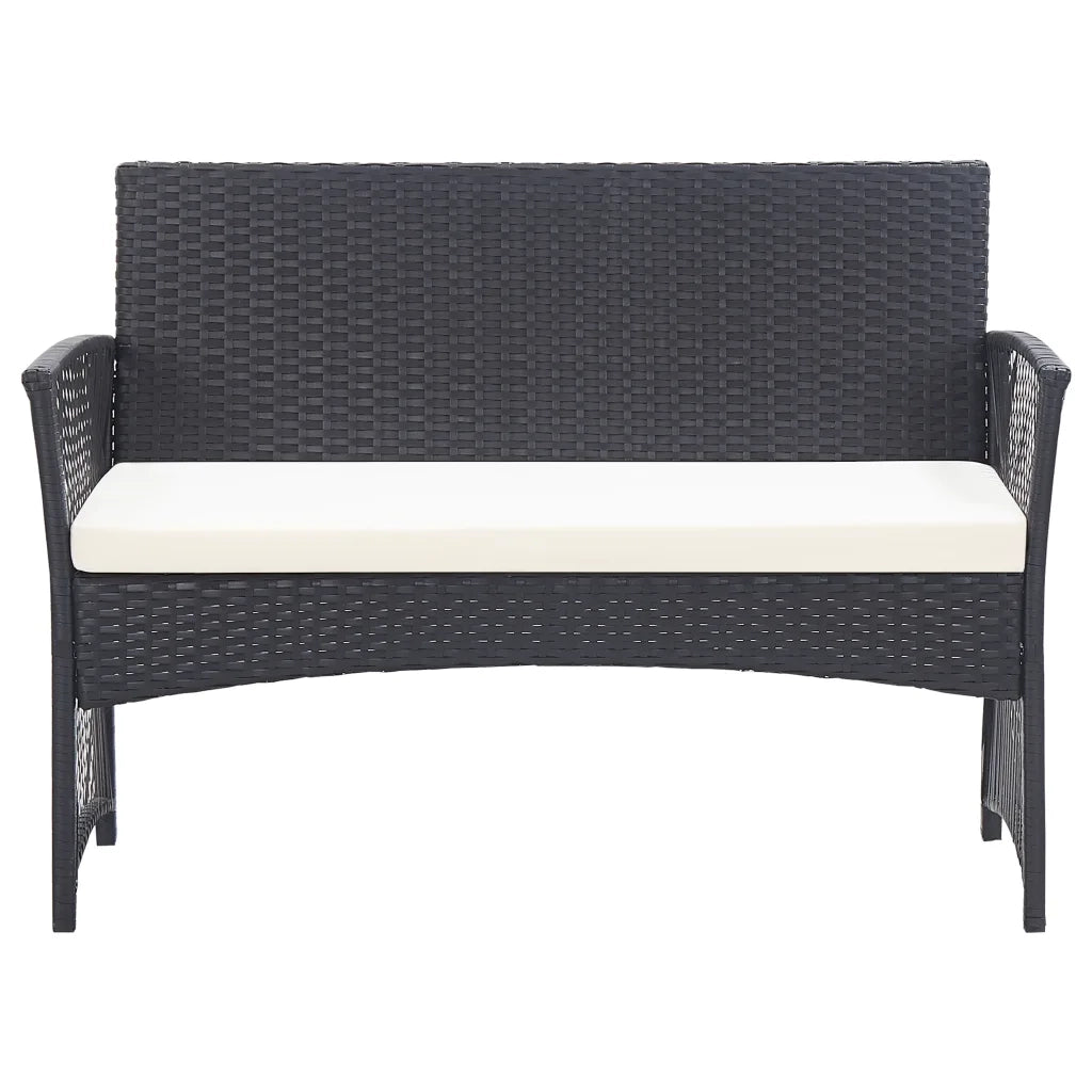 Set Divani da Giardino 4 pz con Cuscini in Polyrattan Nero cod mxl 39468