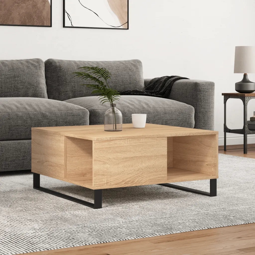 Tavolino Salotto Rovere Sonoma 80x80x36,5 cm Legno Multistrato 830791