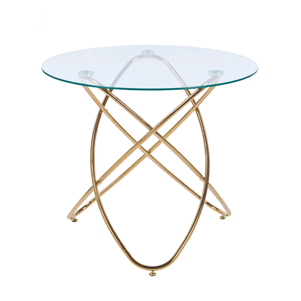 TAVOLO in vetro e metallo 88 x 86 cm colore oro