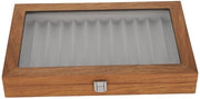 Vetrina per Pennelli di Design Elegante - Cassa di Archiviazione in Legno di Nocciolo - Per 12 Pennelli - Vetrino Transparente - Materiale Duraturo - Ideale per Esposizioni - Display per Pennelli