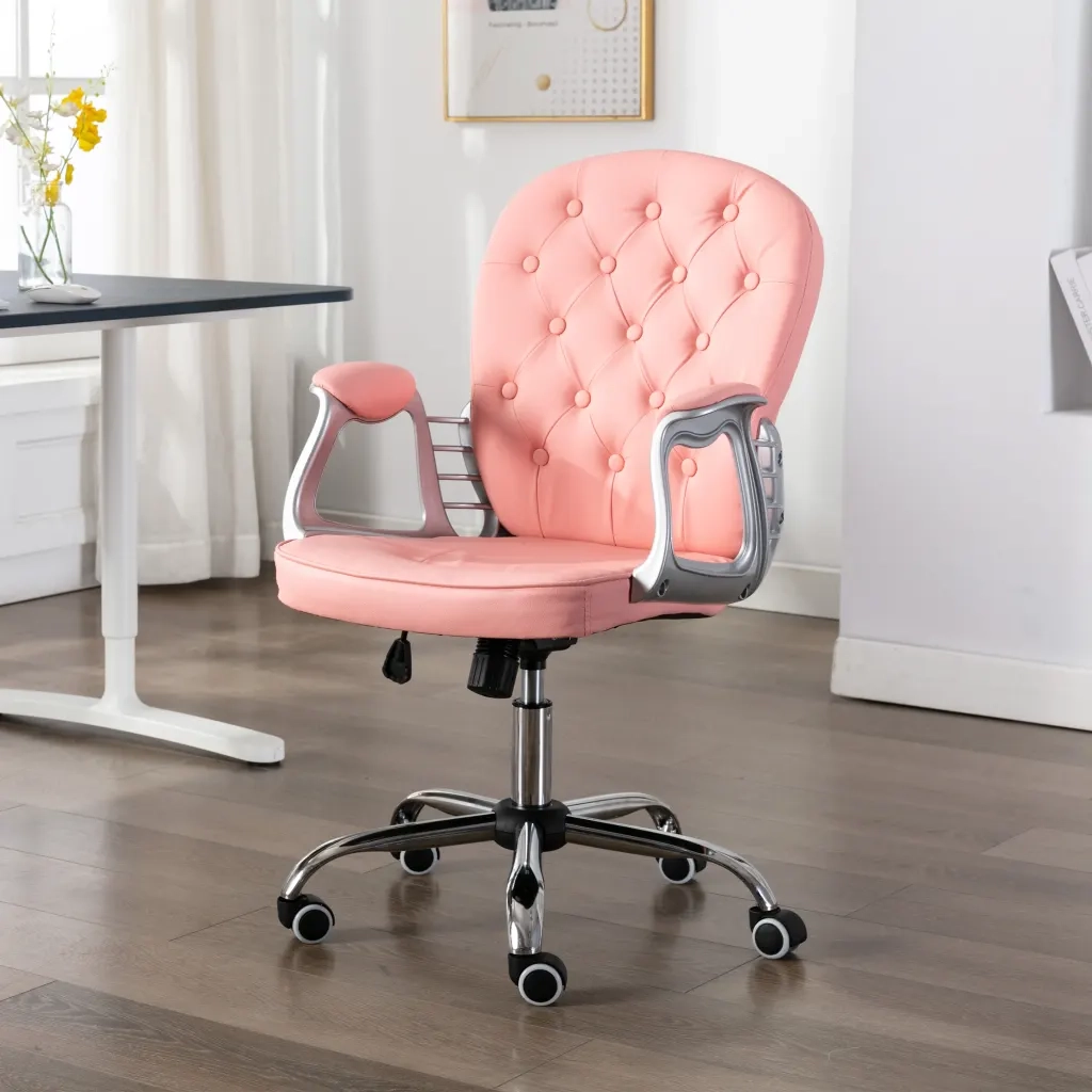 Sedia da Ufficio Girevole Rosa in Similpelle  cod mxl 19161
