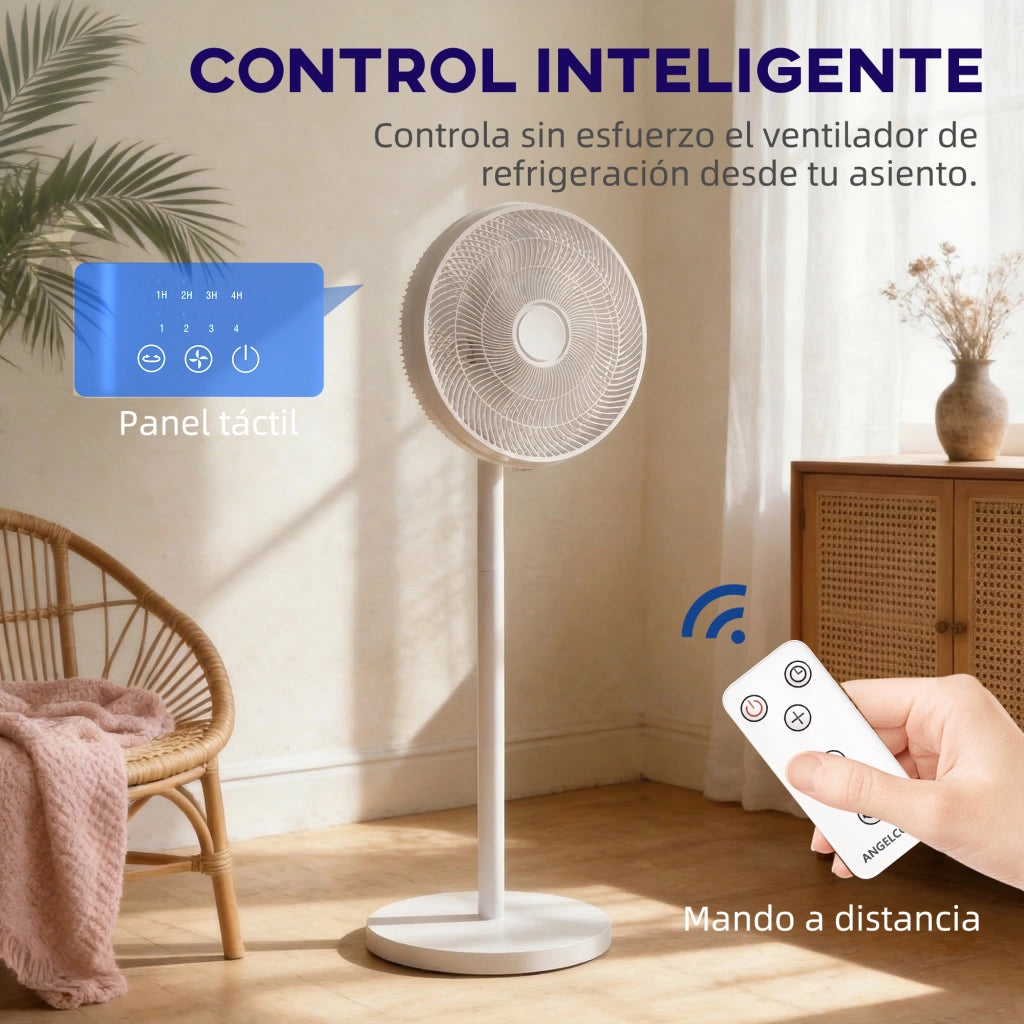 Ventilatore a Pedestallo con Telecomando ¨C zephmum ¨C Altezza Regolabile, 4 Velocit¨¤, Oscillazione 80¡ã, Timer 10H, LED, Bianco