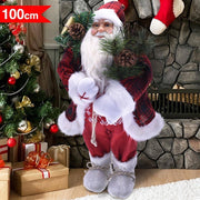 Trade Shop - Babbo Natale Elegante 100cm In Plastica Vestiti In Tessuto Decorazione Natalizia -