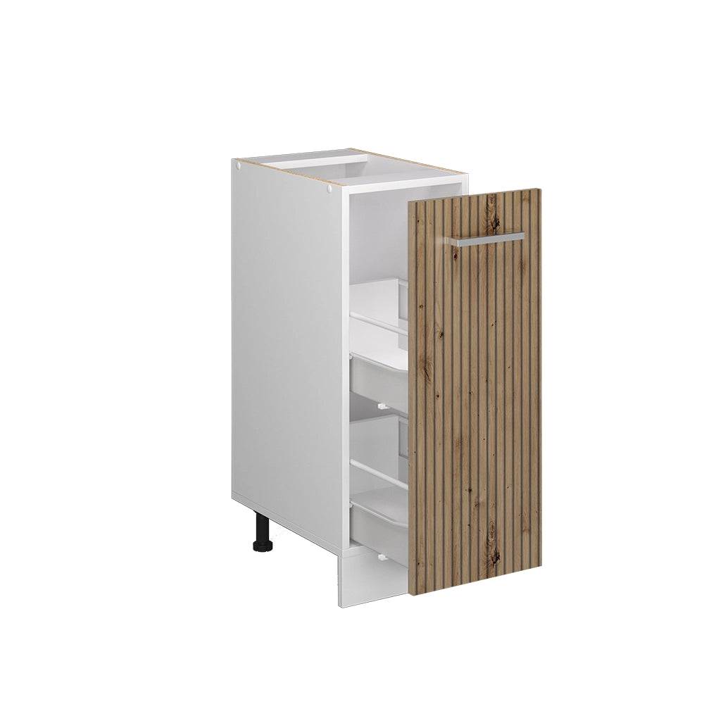 Armadio cucina dispensa alto R-Line Rovere artigianale/Bianco 30 cm, PL Rovere Vicco