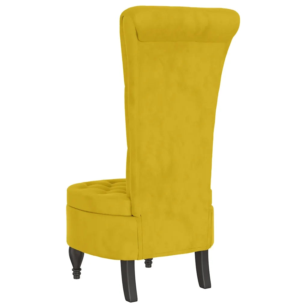 Sedia con Schienale Alto Design con Bottoni in Velluto Giallo 352469