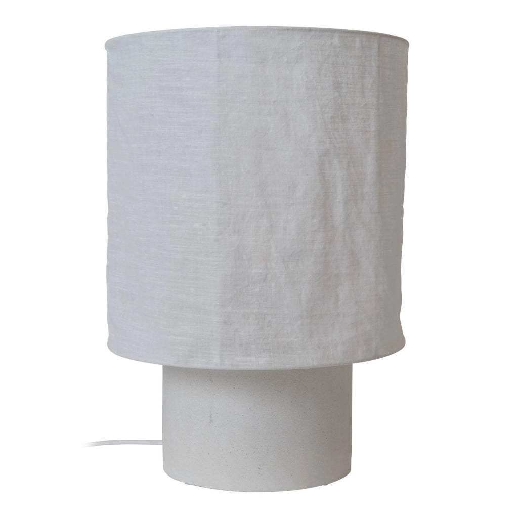Lampada da tavolo TISSAJA bianca cemento e lino Lucide