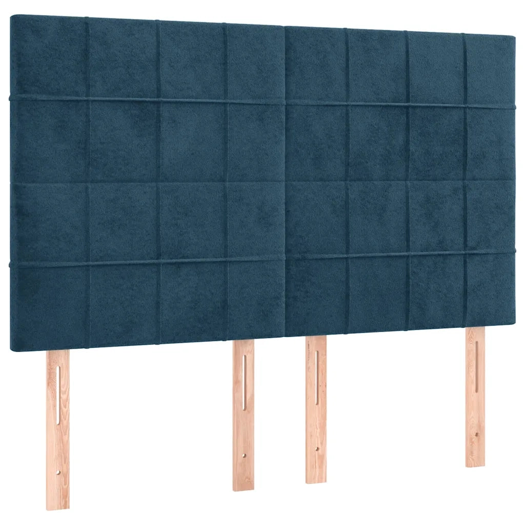 Letto a Molle con Materasso e LED Blu Scuro 140x190 cm