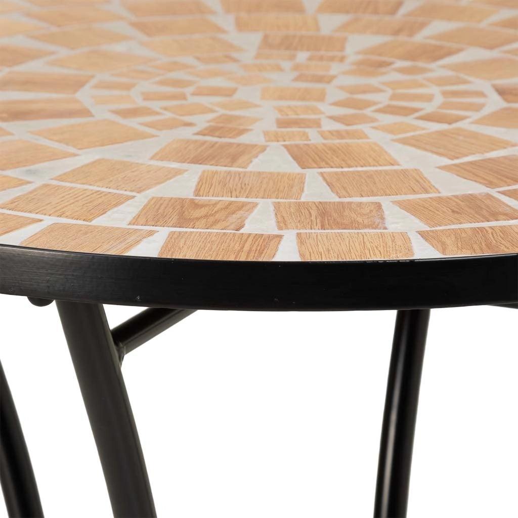Set tavolo e 2 sedie in mosaico e ferro battuto nero, tavolo: P60x75h - sedia/e: P38x46-90h