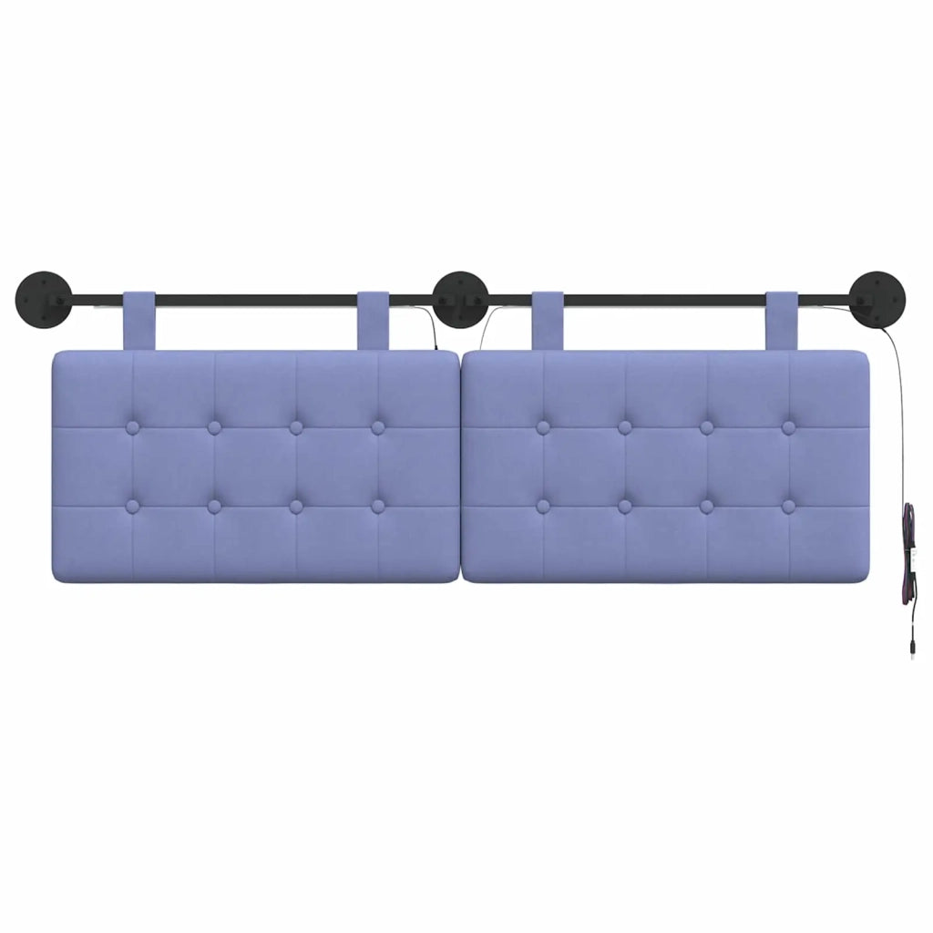 Testiera sospesa Con luce LED Blu jeans Tessuto