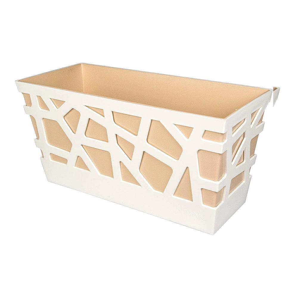 Fioriera Rettangolare Mosaic Flowerbox 40 Idel Vaso Interno Esterno Moderno Colore: Bianco/Sabbia