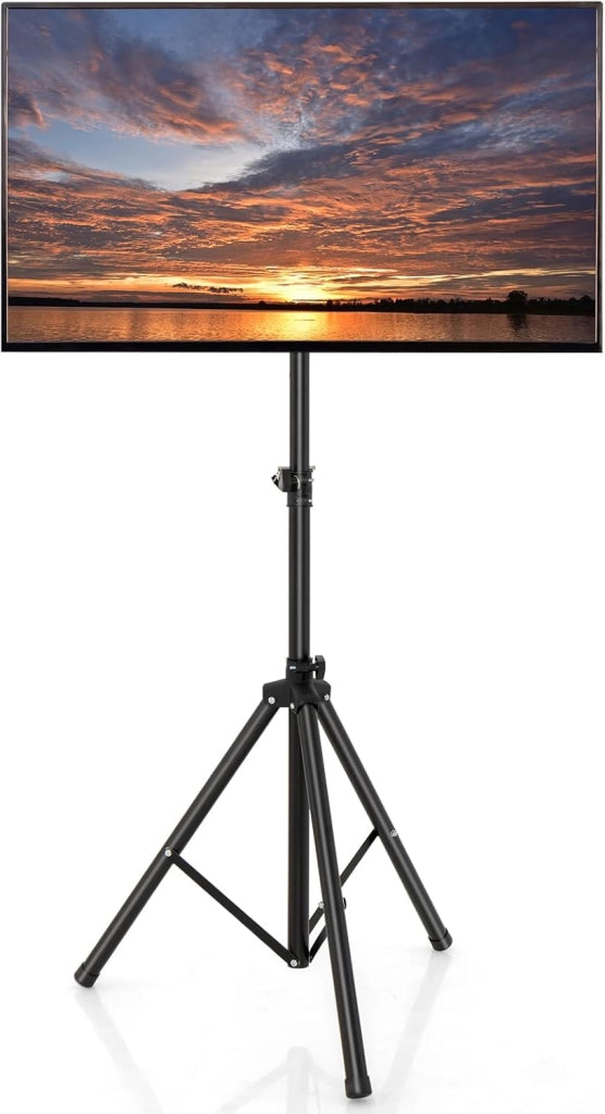 Supporto Pieghevole per TV da Pavimento con Regolabile in Altezza, Treppiede per TV 21-47 Pollici a Schermo Piatto con Capacità di Peso di 35 kg, Piedini Antiscivolo