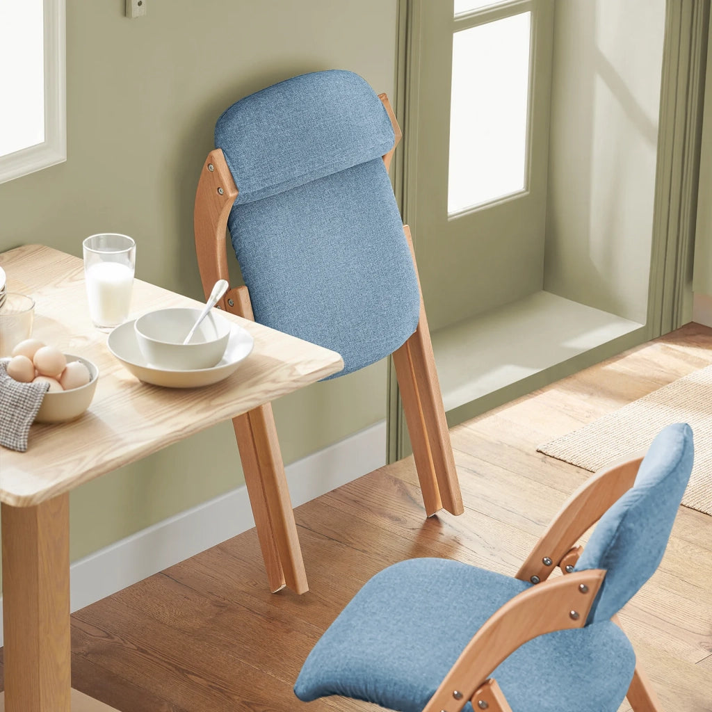 Sedia Pieghevole Sedia da cucina con sedile e schienale imbottiti Sedia da scrivania in faggio blu FST92-BL