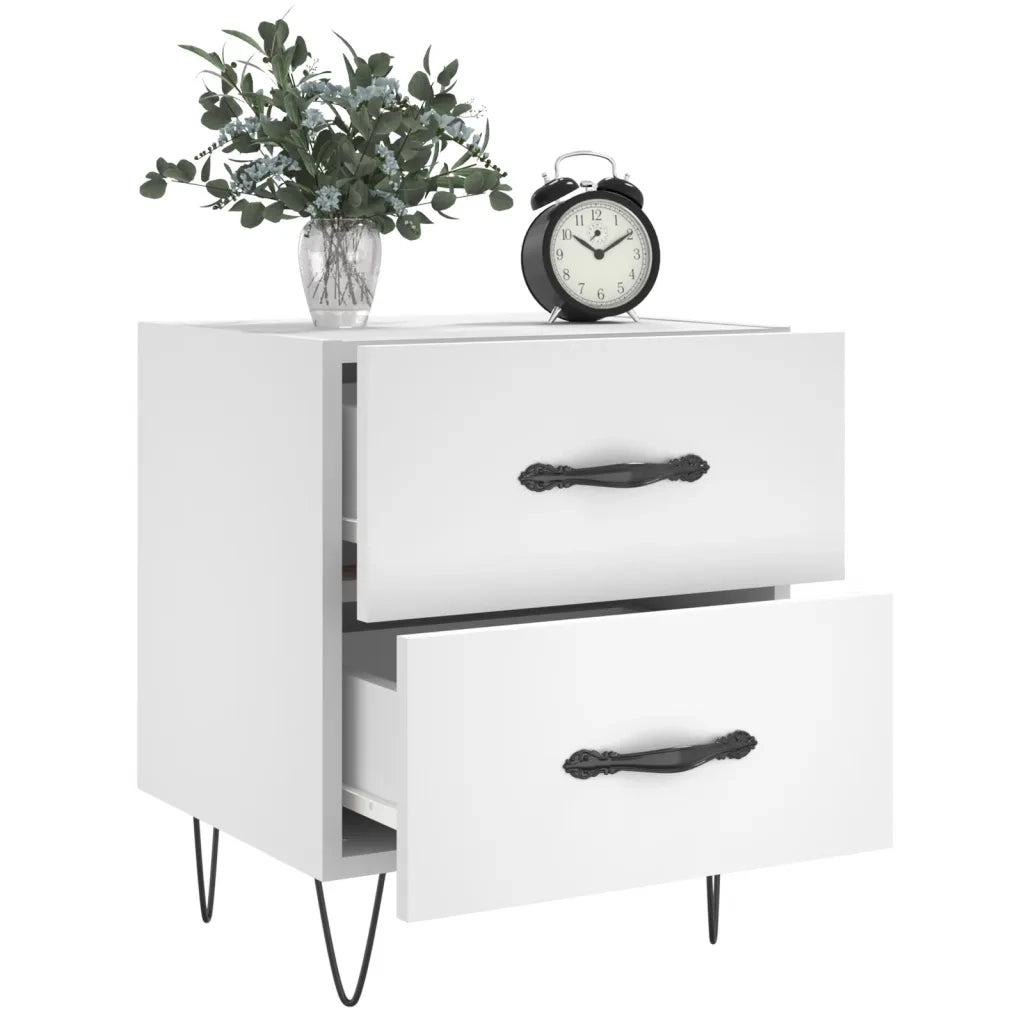 Set di 2 Comodini | Armadio da Notte | Mobiletto da notte Bianchi 40x35x47,5 cm in Legno Multistrato
