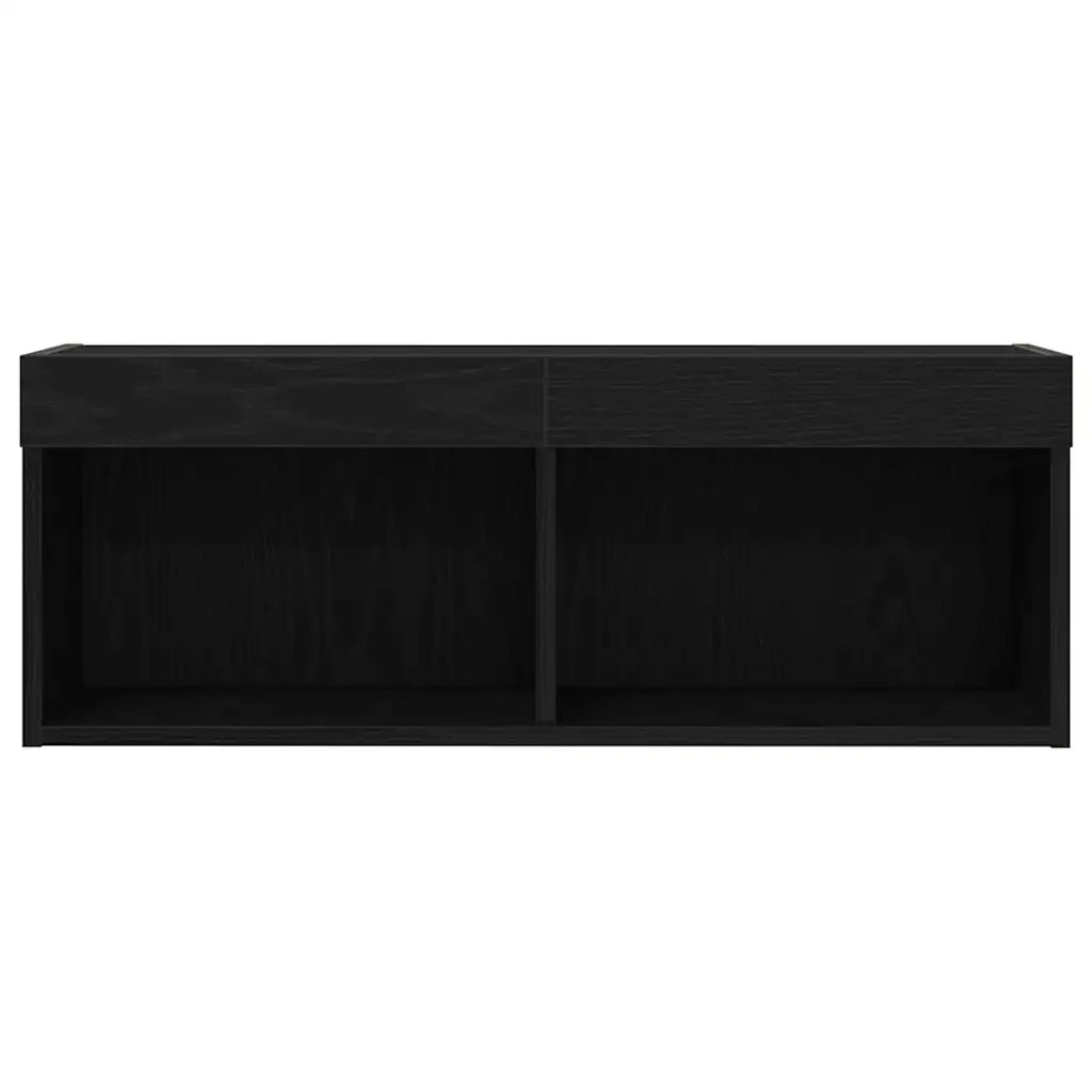 Set mobile TV con led 2 pz-Credenza per TV Rovere nero 80 x 30 x 30 cm