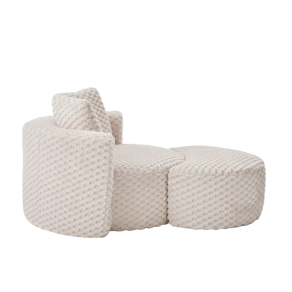 Poltrona relax con pouf seduta ergonomica e struttura stabile per soggiorno e camera da letto in tessuto beige