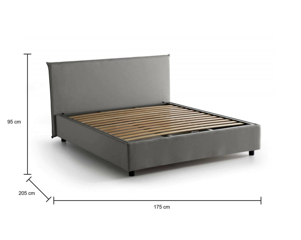 Letto Matrimoniale Ashlee, Letto Matrimoniale Sfoderabile Made in Italy, Grigio