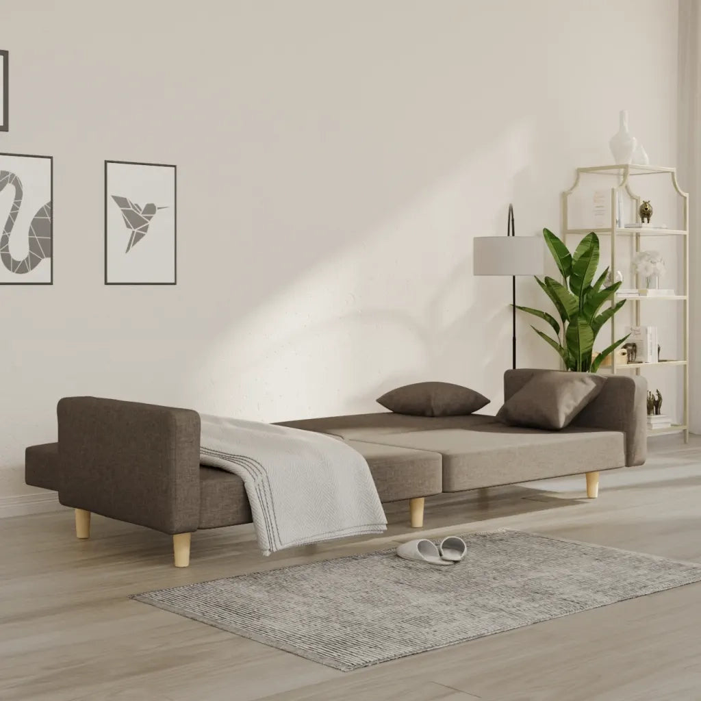 Divano letto | Sof¨¤ letto | Letto singolo a 2 Posti con 2 Cuscini Tortora in Tessuto